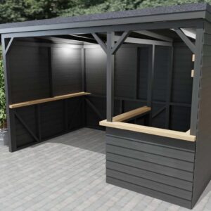 a small shed with a roof