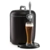 a black beer dispenser with a glass of beer